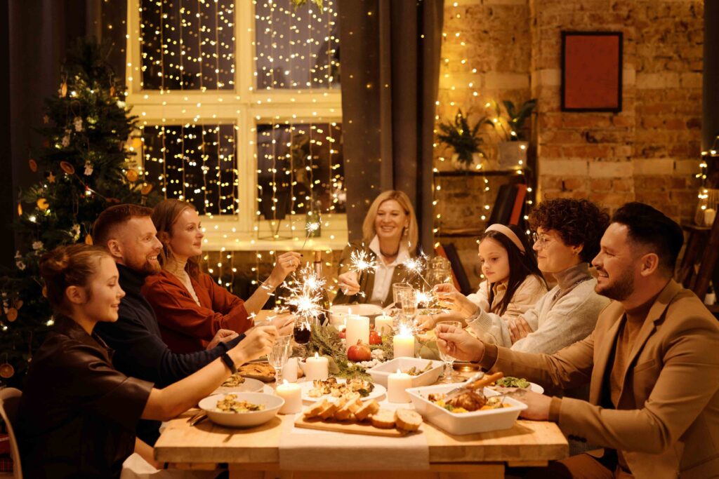 cena familiar en Navidad