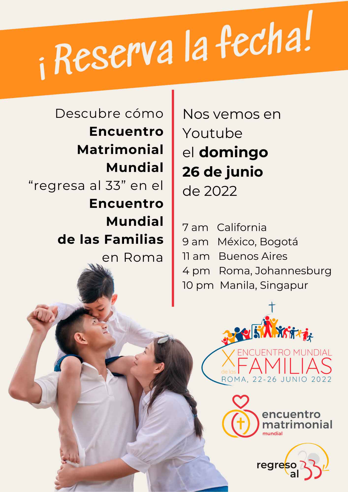 Cartel del evento de EM por el X Encuentro Mundial de las Familias en Roma